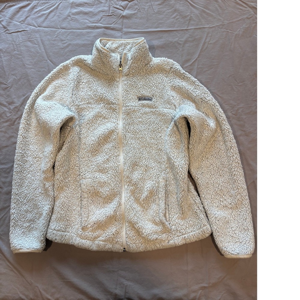 Columbia Womens Sherpa Fleece Full Zip Jacket Cream Off-White Medium M